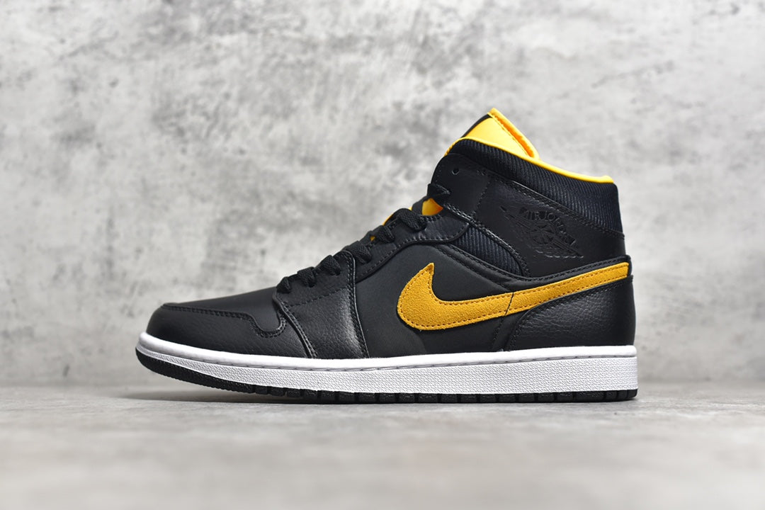 Air Jordan 1 Mid Black Gold svart guld vit herr
