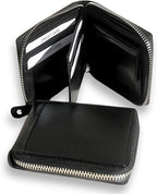 Cartera Zipper de Cuero Negro – Estilo Minimalista – IULIUS