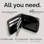 Cartera Zipper de Cuero Negro – Estilo Minimalista – IULIUS