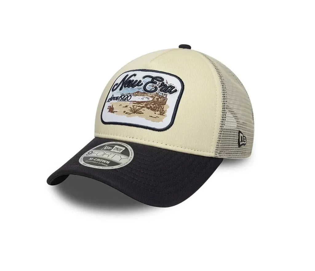 New Era 9FORTY M-Crown A-Frame Trucker – beige med svart skärm