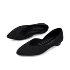 Pointed Toe Knit Ballet Flats – Low Heel Commuter Shoes