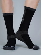 Pro+ PowerFit Athlete-Grade Performance Compression Sports Socks Crew Length - Pack of 2 Black, Grey