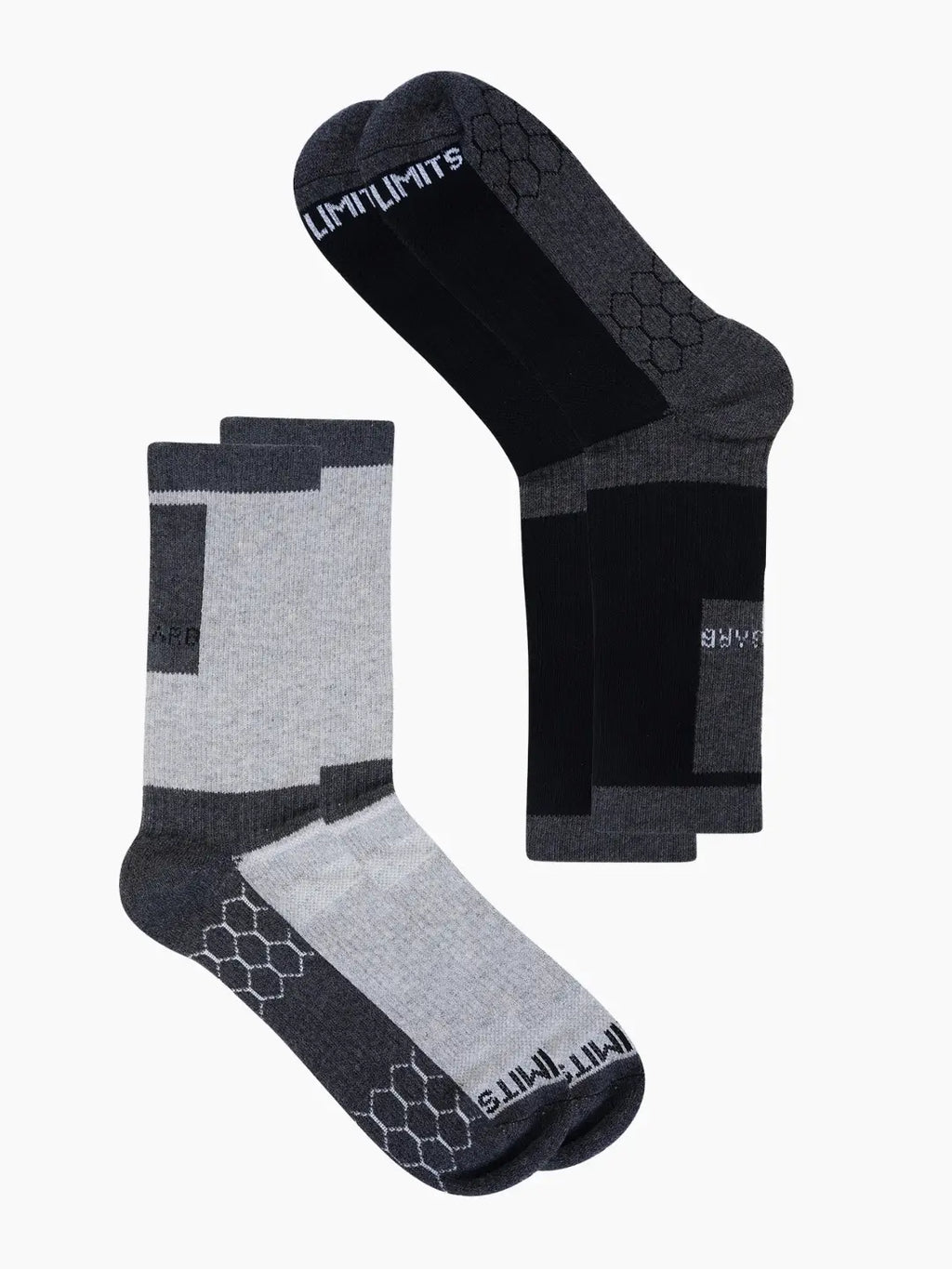 Pro+ PowerFit Athlete-Grade Performance Compression Sports Socks Crew Length - Pack of 2 Black, Grey