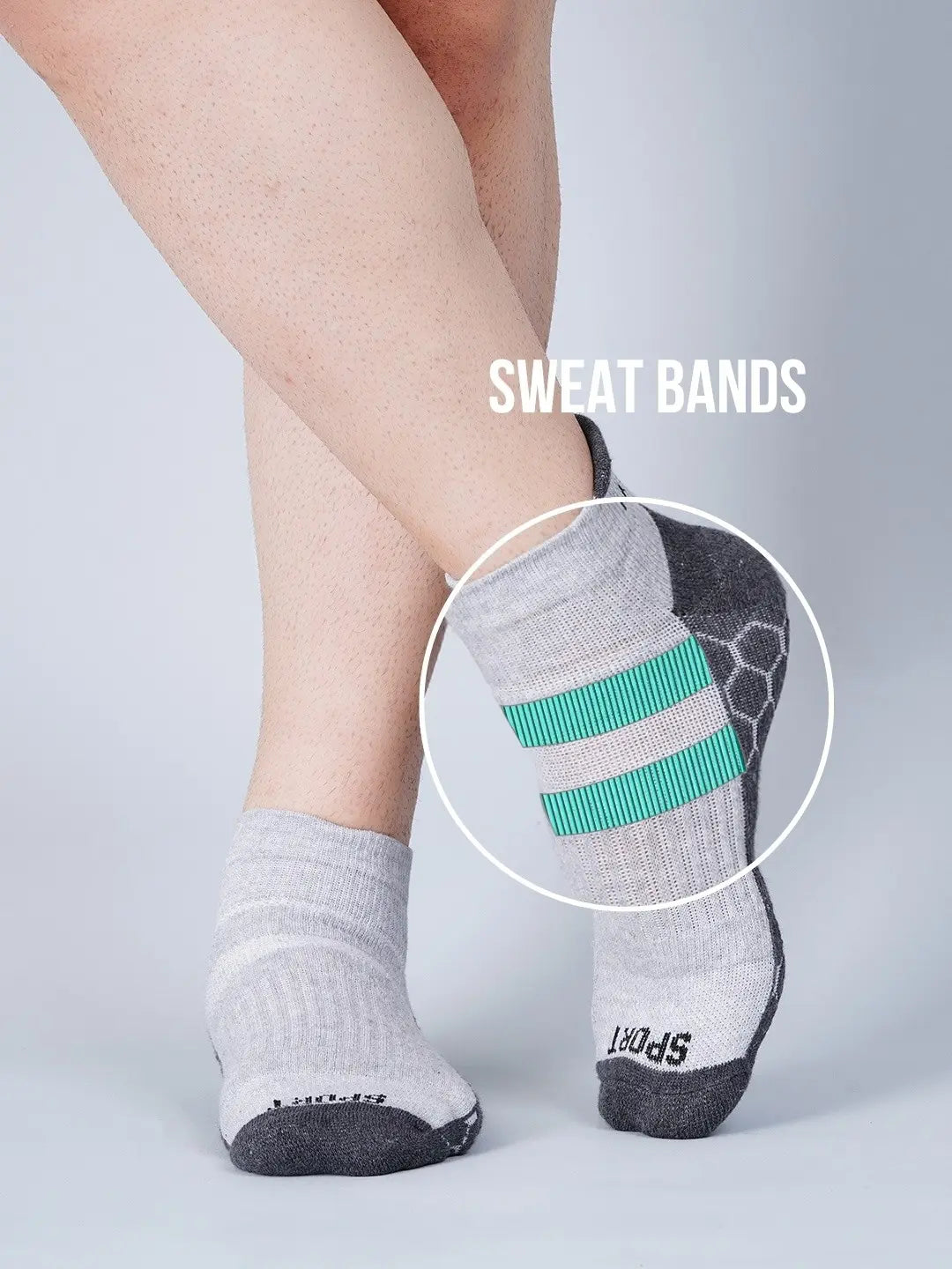 Pro+ PowerFit Athlete-Grade Performance Compression Sports Socks – Ankle Length – Pack of 3 Grey, Black, Neon Green