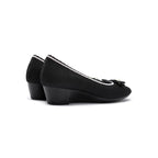 Shallow Wedge Pearl Bow Work Shoes – Comfortable Soft Sole Knit Wedges