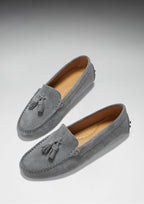 Women's Tasselled Driving Loafers, slate grey suede