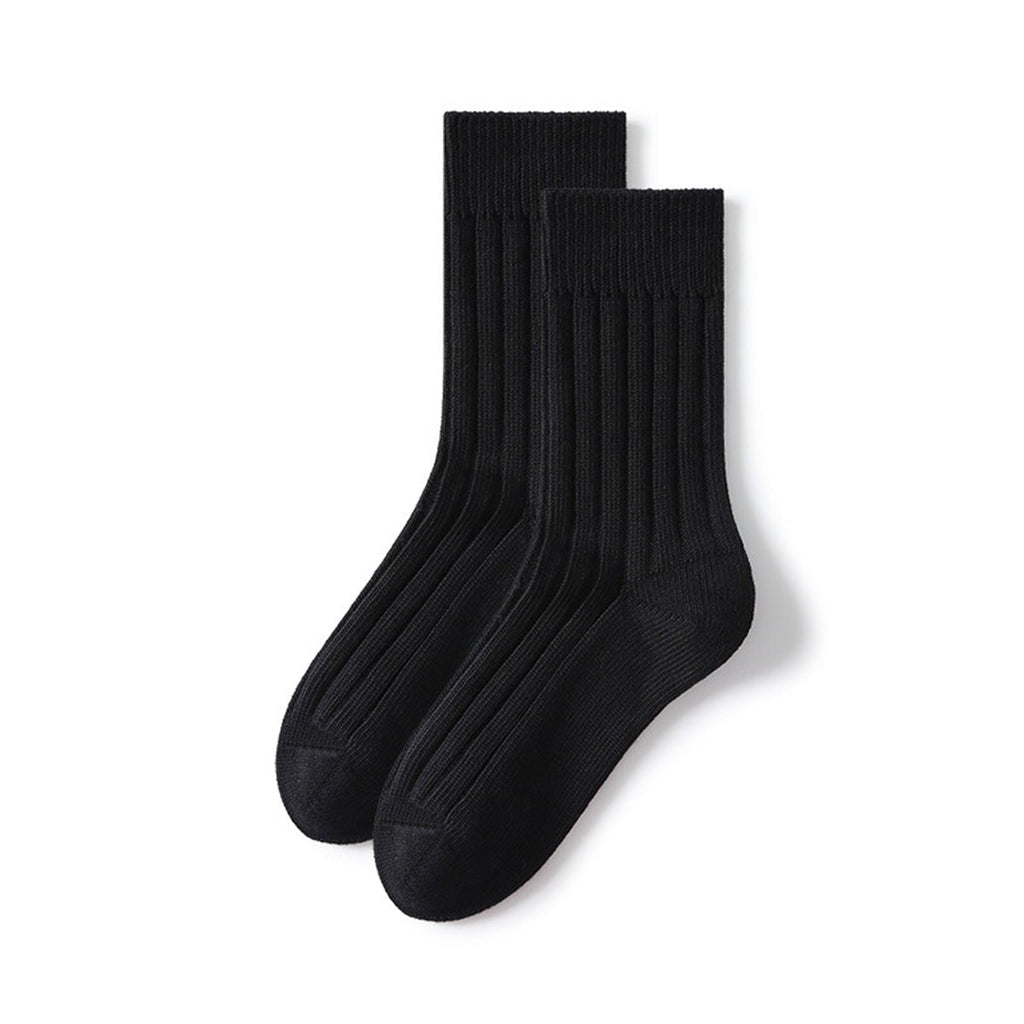 Women's Solid Thick Ribbed Vertical Pattern Mid-Calf Socks - All-Season Single Pair