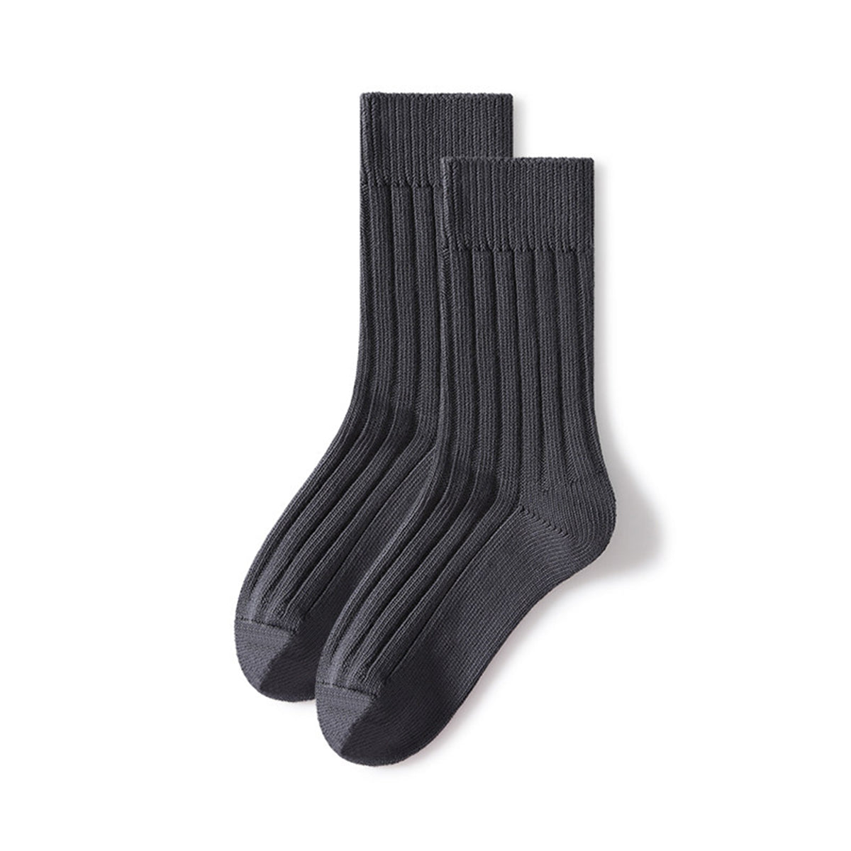 Women's Solid Thick Ribbed Vertical Pattern Mid-Calf Socks - All-Season Single Pair
