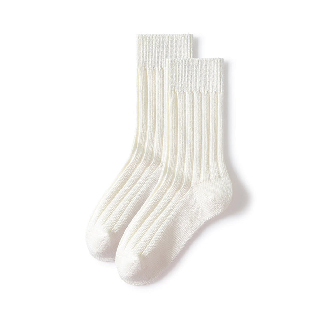 Women's Solid Thick Ribbed Vertical Pattern Mid-Calf Socks - All-Season Single Pair
