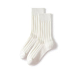 Women's Solid Thick Ribbed Vertical Pattern Mid-Calf Socks - All-Season Single Pair