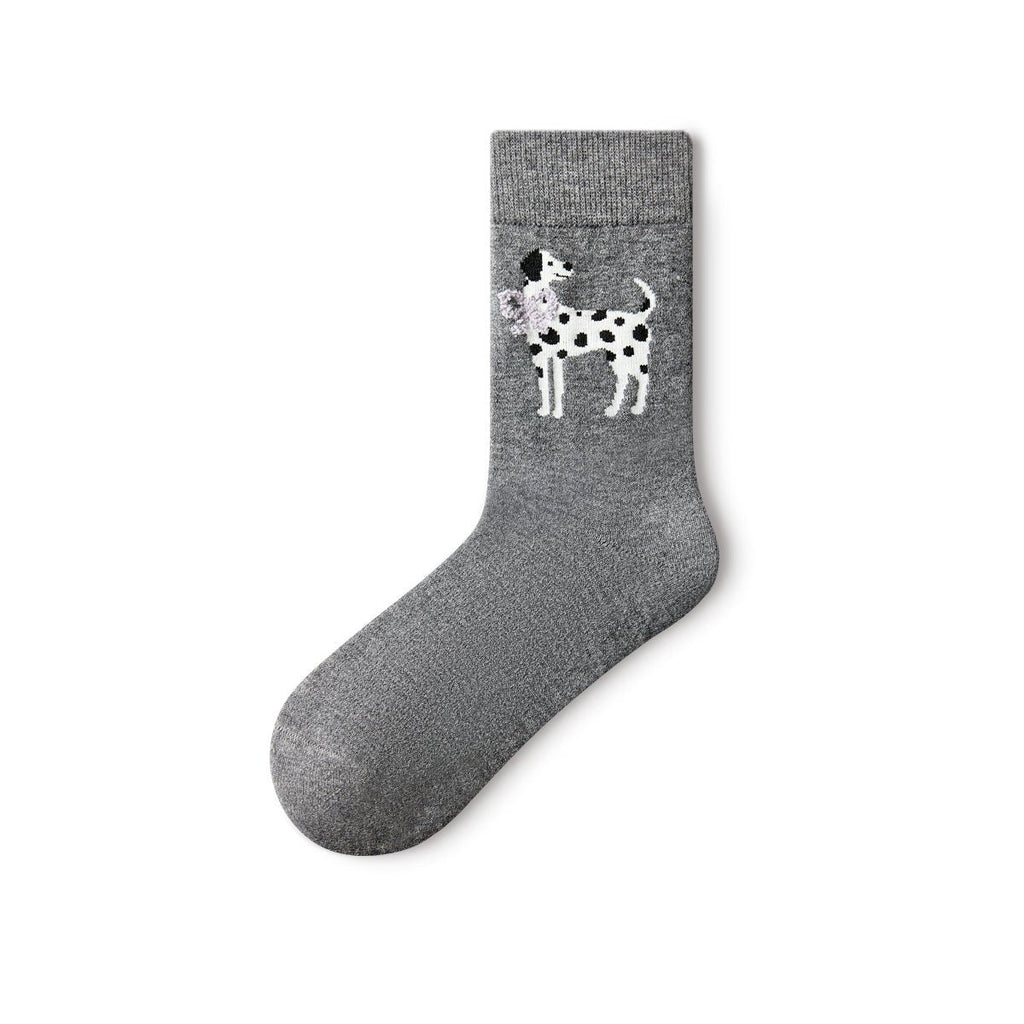Spotted Dalmatian Wool Mid-Calf Socks – Women's 4-Pair Winter Set