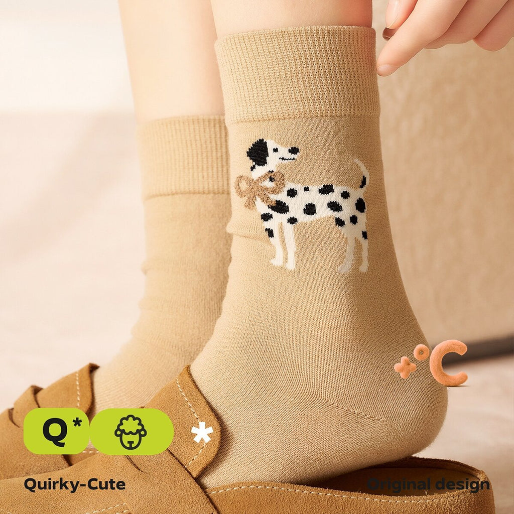 Spotted Dalmatian Wool Mid-Calf Socks – Women's 4-Pair Winter Set