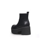 Zipped Thick Heel Black Platform Boots